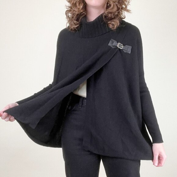 100% Cashmere Neiman Marcus Sweater Cape Shawl Loose Oversized Relaxed Fit Long - Picture 5 of 8